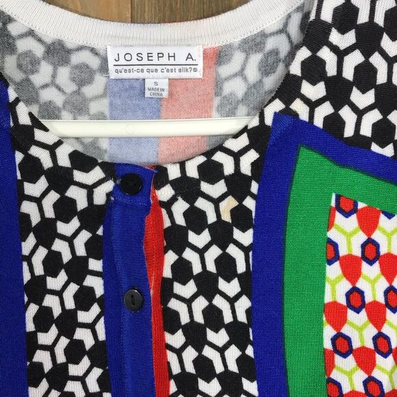 Joseph A Womens Cardigan Sweater Geometric Hive Print Stretch Size Small - Picture 12 of 16